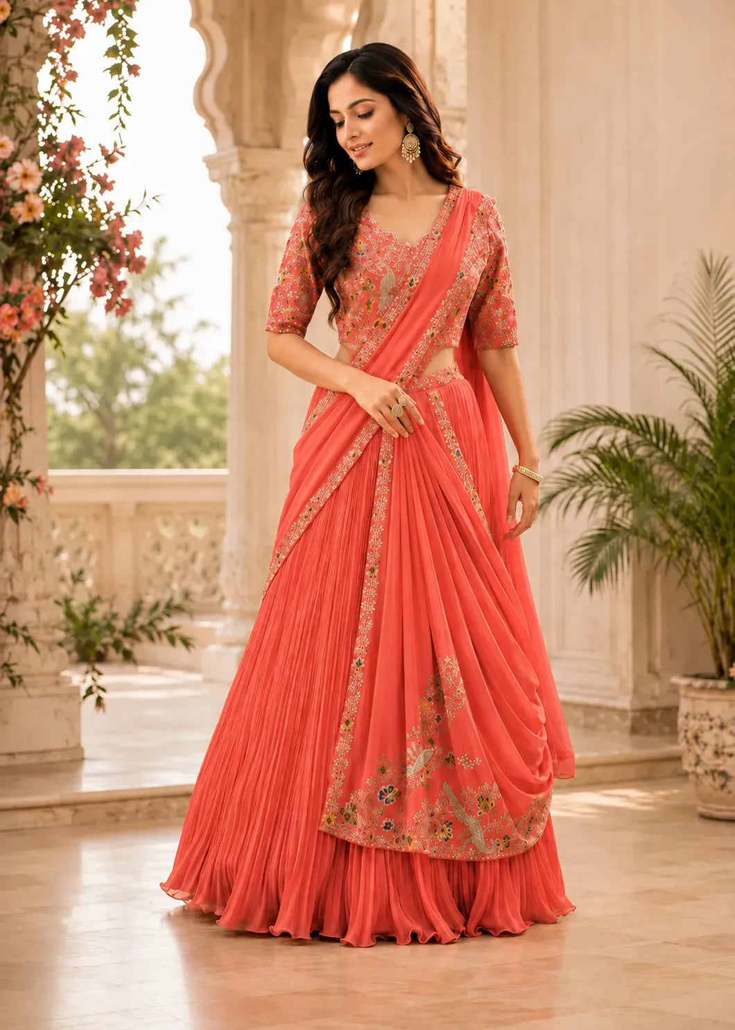 Rani Gulnaar Drape Saree