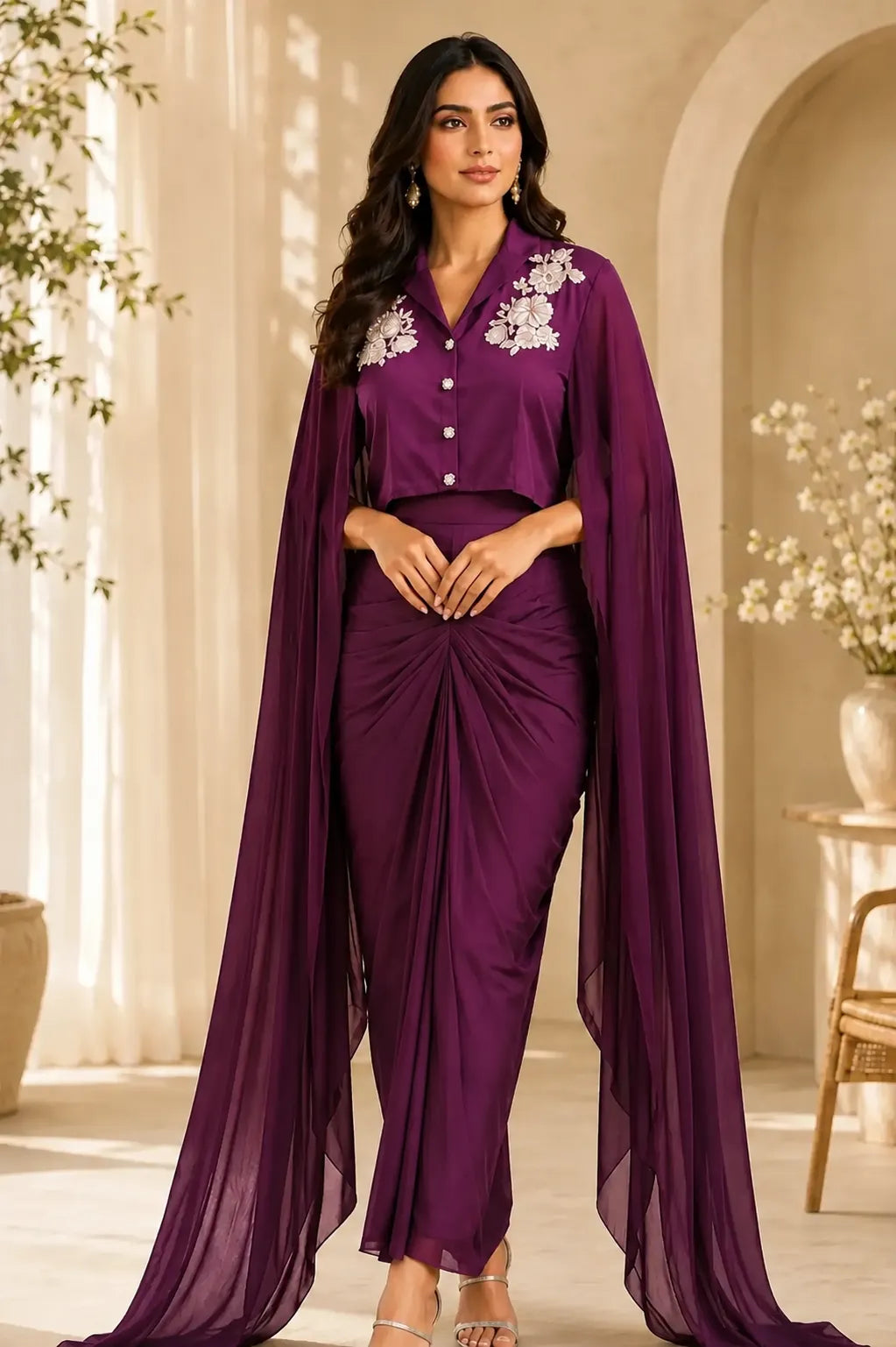 Onyx Meher Cape Set