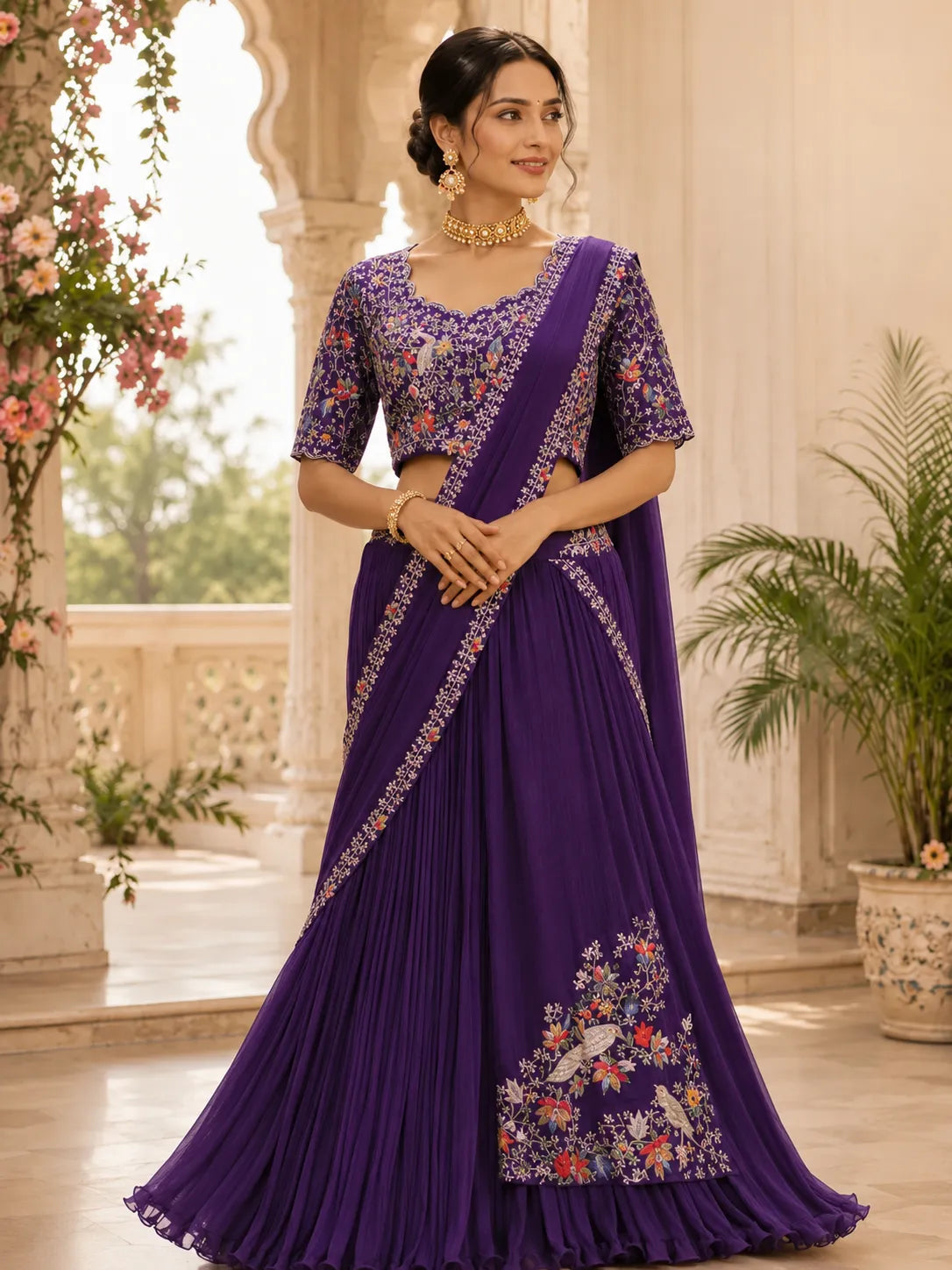 Rani Gulnaar Drape Saree
