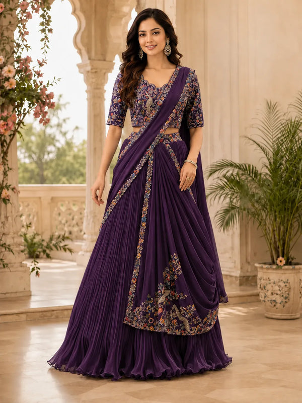 Rani Gulnaar Drape Saree