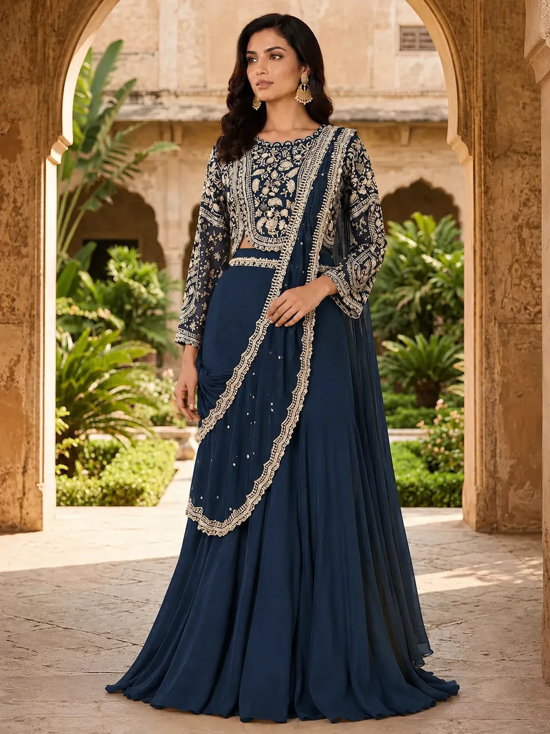 Sunehri Chandrika Drape Skirt Set