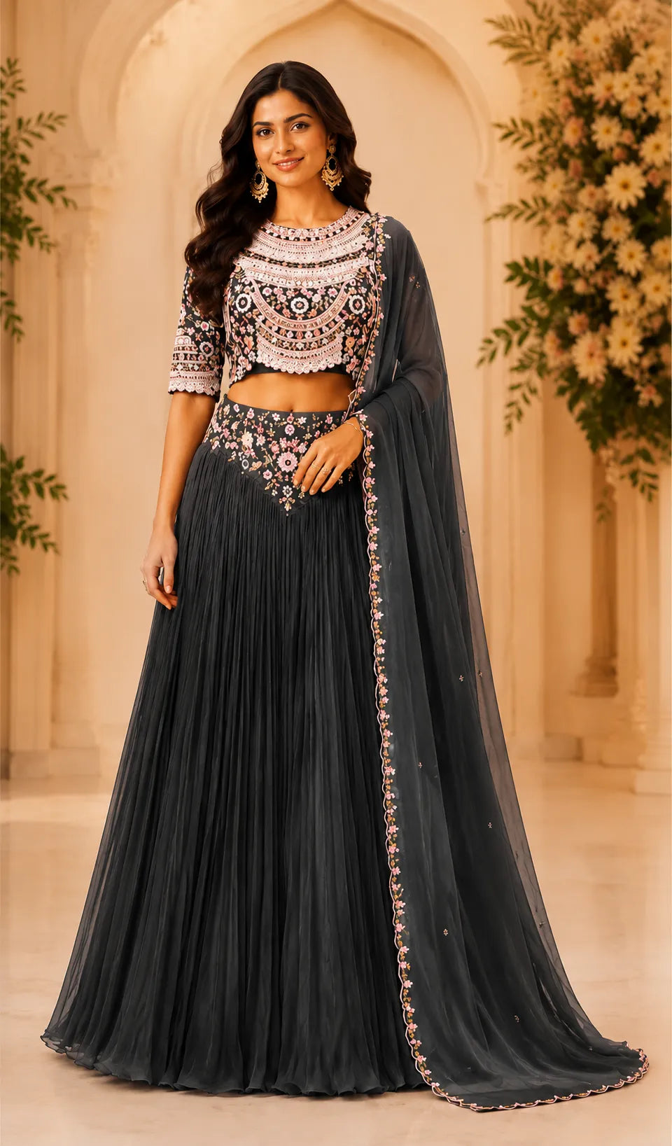 Kesari Jharokha Lehenga Set