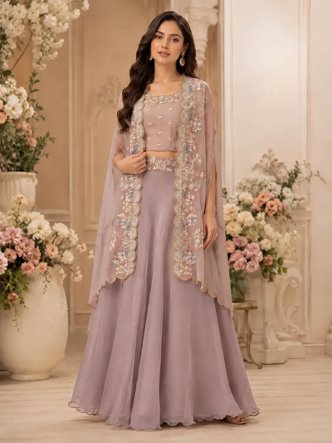 Taupe Noor Cape Ensemble